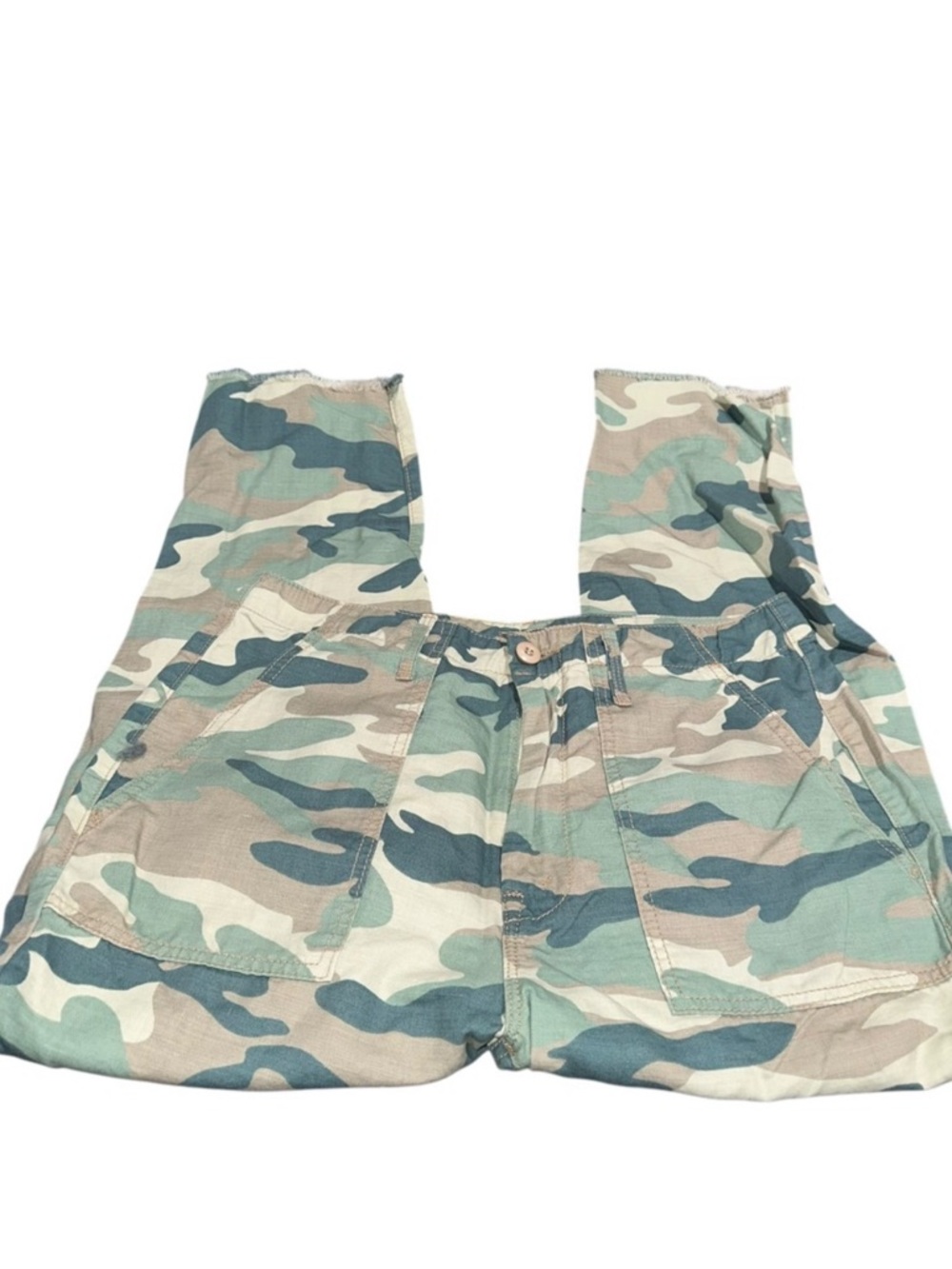 MOTHER Camo Pants Size 29 Lightweight Utility Straight Raw Hem Shaker Chop Crop